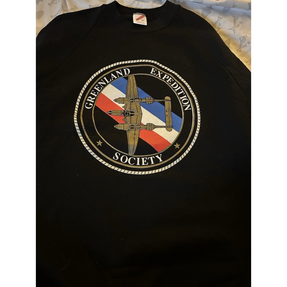 Vintage 90s Jerzees USA Made Greenland Expedition Society Aviation Sweatshirt XL